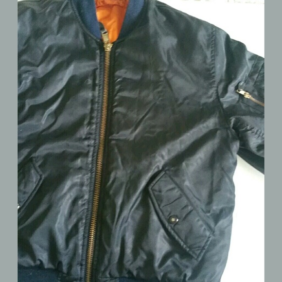 Other - Navy & orange satin bomber